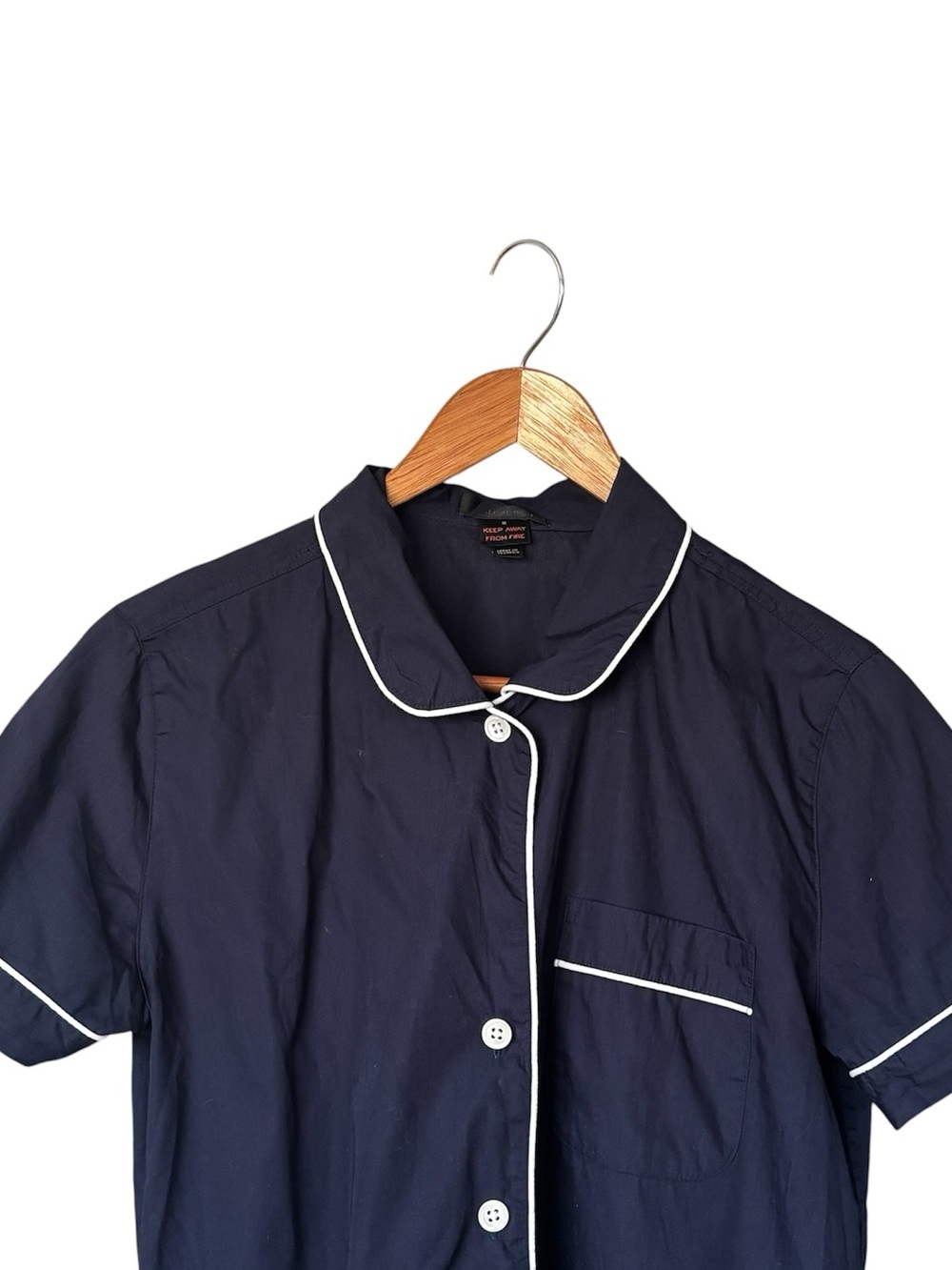 J.Crew Navy Cotton Pajama Set - Short Sleeve Top & Full Length Pants - Size S - Picture 7 of 12